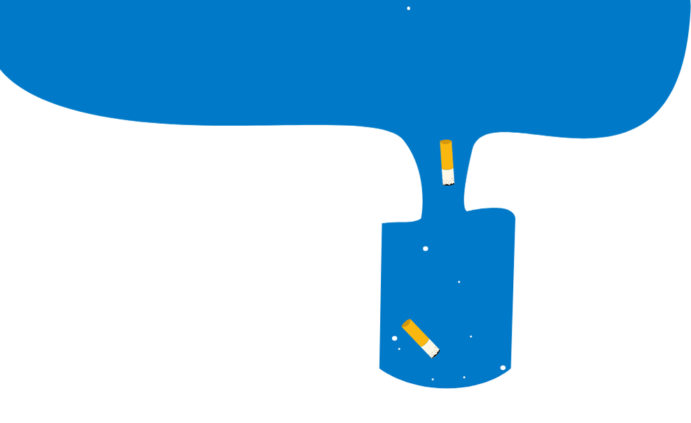 Cigaretskod ender i et glas vand.